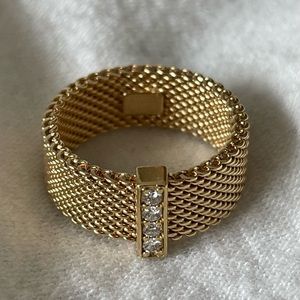 Authentic Tiffany & Co. Somerset Mesh Ring in 18K Y/G